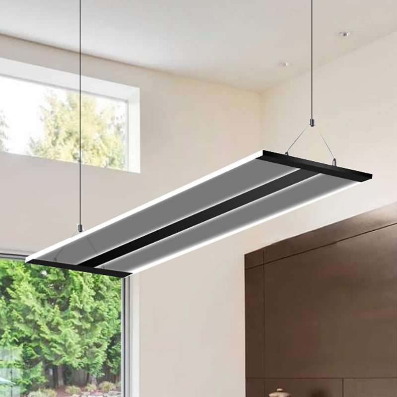 Modern Ultra Slim LED Ceiling Lamp: Single Light Fixture in Black/White, Warm/White Light, 35.5"/47" Wide