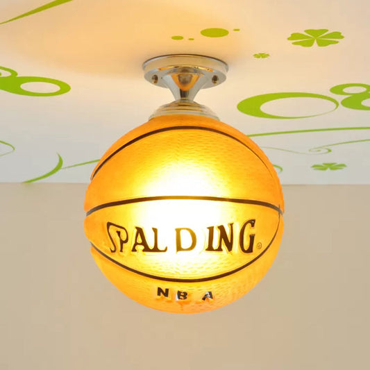 Boys Basketball Ceiling Mount Light - Sport Style Glass Ceiling Lamp for Bedroom