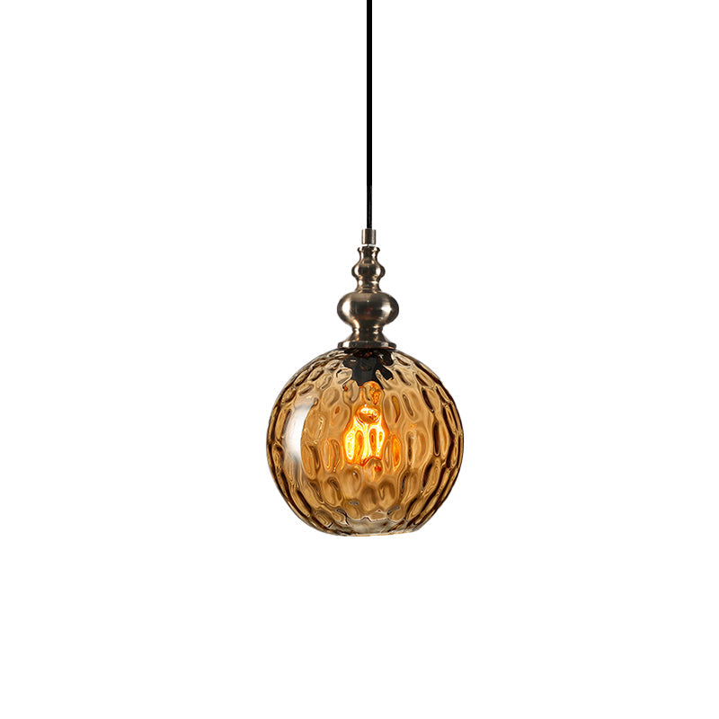 Lampe suspendue moderne et élégante en verre alvéolé gris fumé/transparent - Abat-jour Global de 8"/10" de large pour le salon
