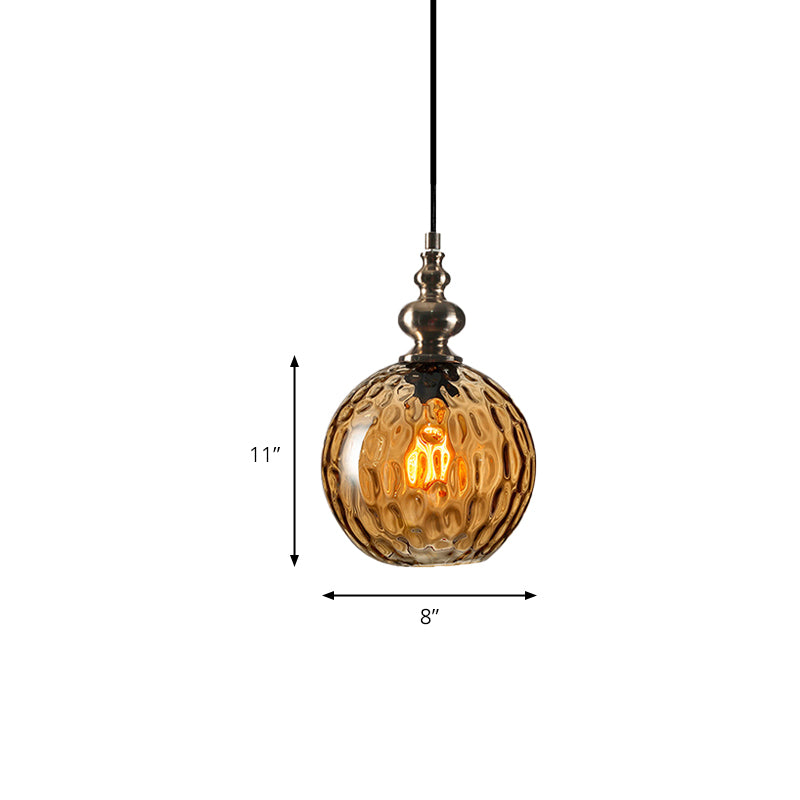 Lampe suspendue moderne et élégante en verre alvéolé gris fumé/transparent - Abat-jour Global de 8"/10" de large pour le salon
