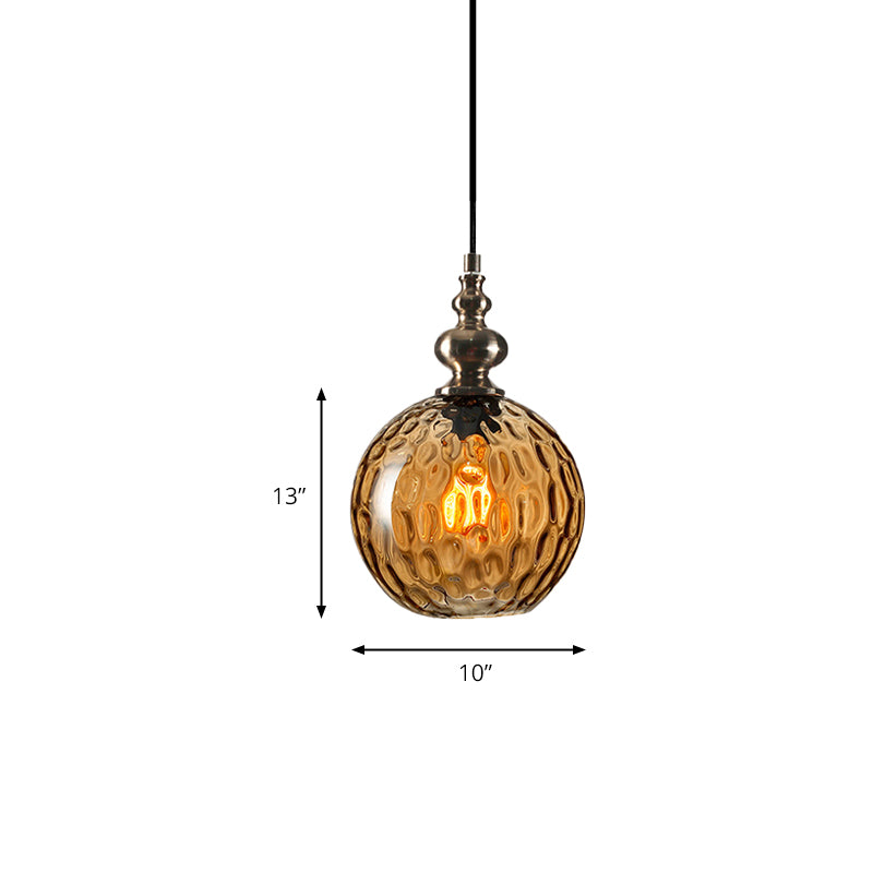 Lampe suspendue moderne et élégante en verre alvéolé gris fumé/transparent - Abat-jour Global de 8"/10" de large pour le salon