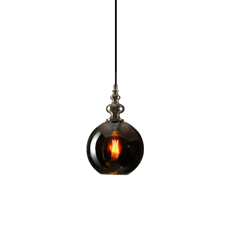 Lampe suspendue moderne et élégante en verre alvéolé gris fumé/transparent - Abat-jour Global de 8"/10" de large pour le salon