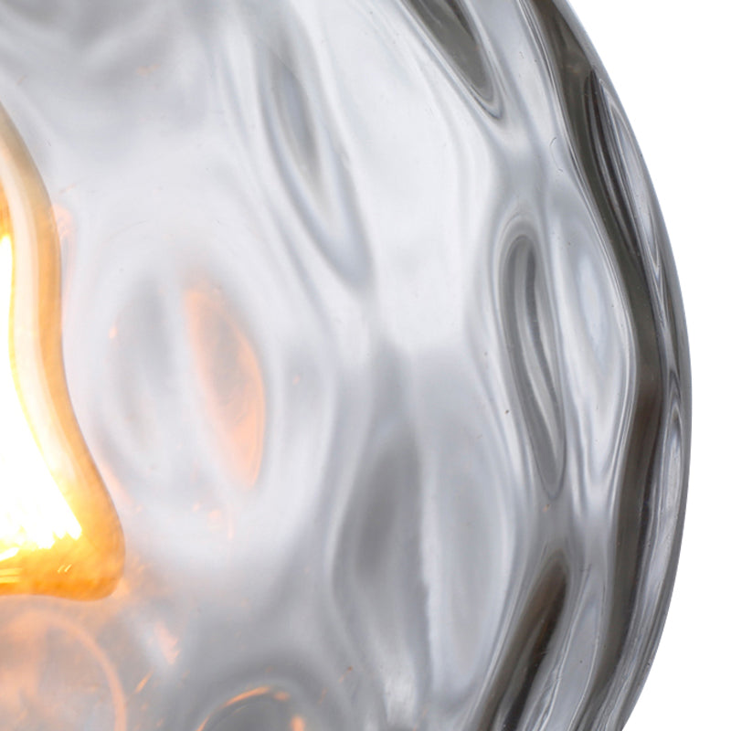 Lampe suspendue moderne et élégante en verre alvéolé gris fumé/transparent - Abat-jour Global de 8"/10" de large pour le salon
