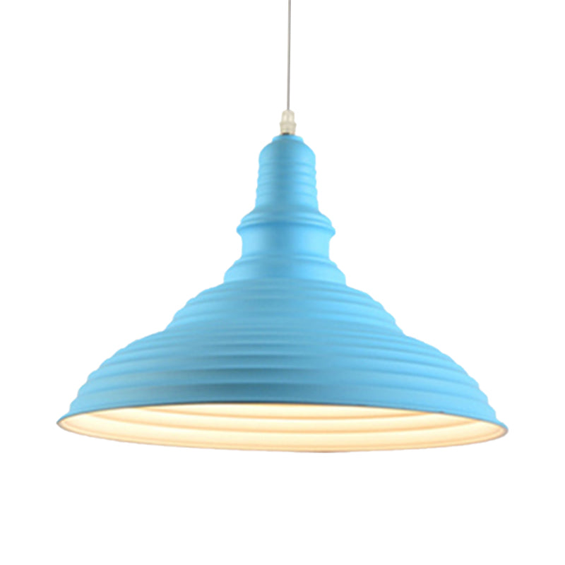 Nordic Metal Pot-Lid Shade Pendant Light Stylish Hanging Ceiling Lamp For Dining Room With Ruffle