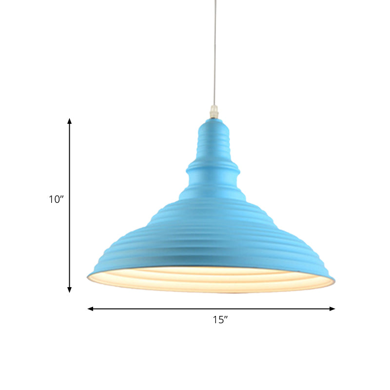 Nordic Metal Pot-Lid Shade Pendant Light Stylish Hanging Ceiling Lamp For Dining Room With Ruffle