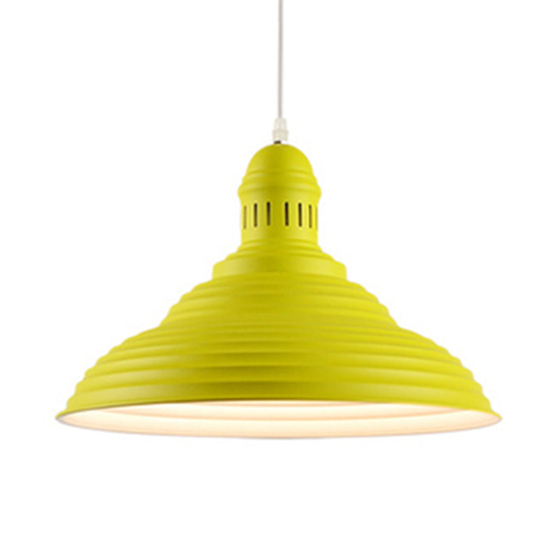 Nordic Metal Hanging Ceiling Light with Ruffle Design in Gray/Pink/Yellow for Dining Room
