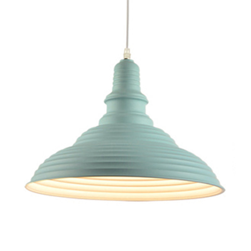 Nordic Metal Pot-Lid Shade Pendant Light Stylish Hanging Ceiling Lamp For Dining Room With Ruffle