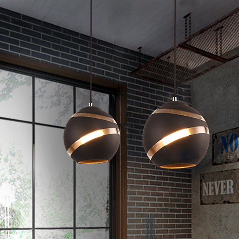 Contemporary Black/White Handblown Glass Pendant Light - Orbit Shade - 1 Light