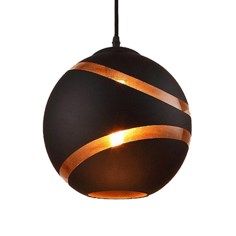 Contemporary Black/White Handblown Glass Pendant Light - Orbit Shade - 1 Light