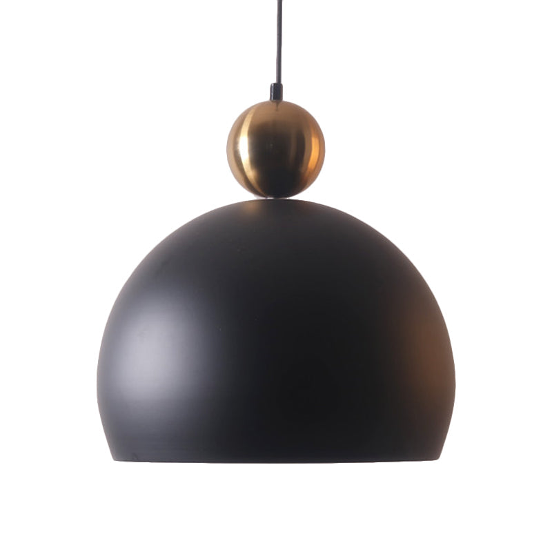Modernist Style Black Dome Pendant Lamp - 1 Head Suspension Light For Living Room