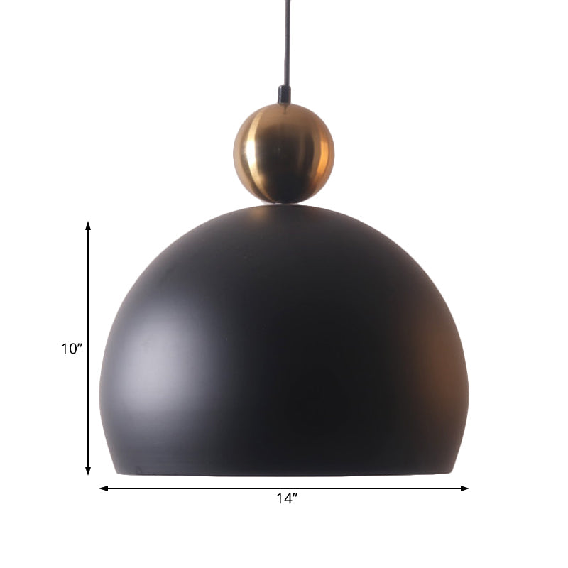 Modernist Style Black Dome Pendant Lamp - 1 Head Suspension Light For Living Room