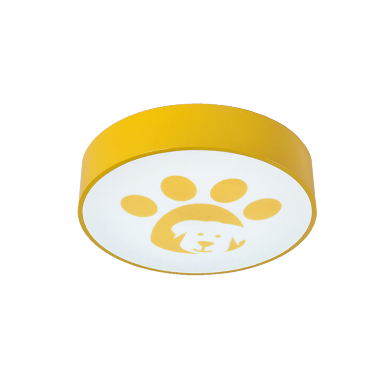 Modern Metal Ceiling Lamp for Kids Bedroom with Doggy Foot Design, Round Mount