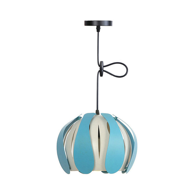 Modern Metal Bud Shade Ceiling Lamp: Black/Pink/Yellow Pendant Light Fixture For Dining Room -