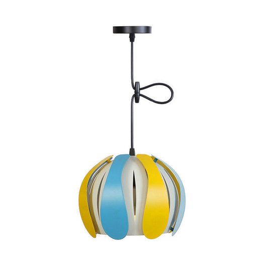 Modern Metal Bud Shade Ceiling Lamp: Black/Pink/Yellow Pendant Light Fixture For Dining Room -