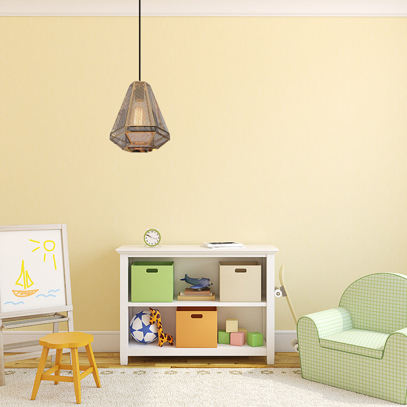Post-Modern Gold Metal Diamond Pendant Ceiling Light - 8"/9"/10" Wide, Linear/Stout Shade
