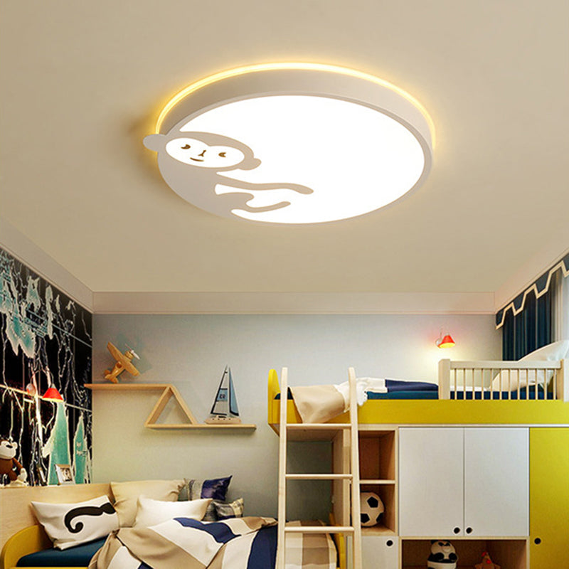 Plafonnier pour chambre d'enfant avec motif singe en blanc - Plafonnier pour enfants