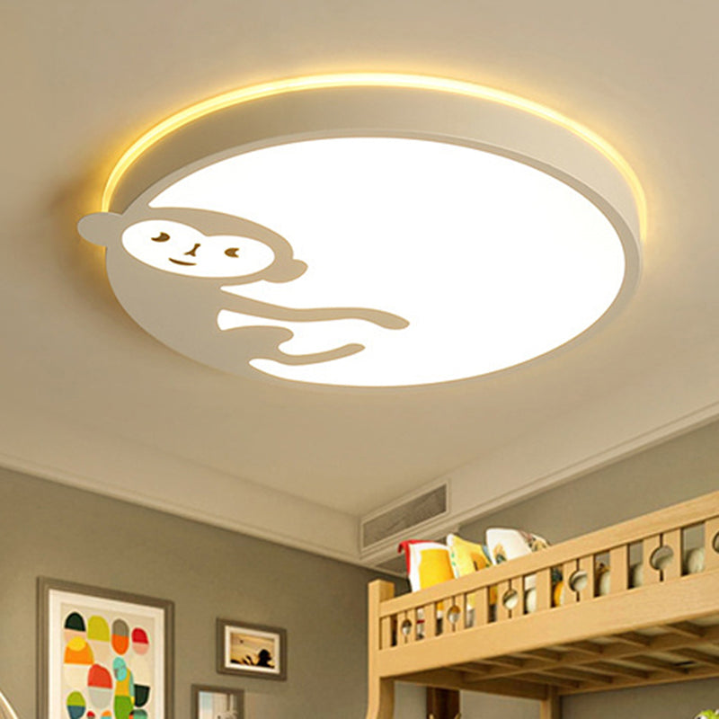 Plafonnier pour chambre d'enfant avec motif singe en blanc - Plafonnier pour enfants