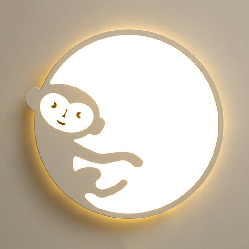 Plafonnier pour chambre d'enfant avec motif singe en blanc - Plafonnier pour enfants