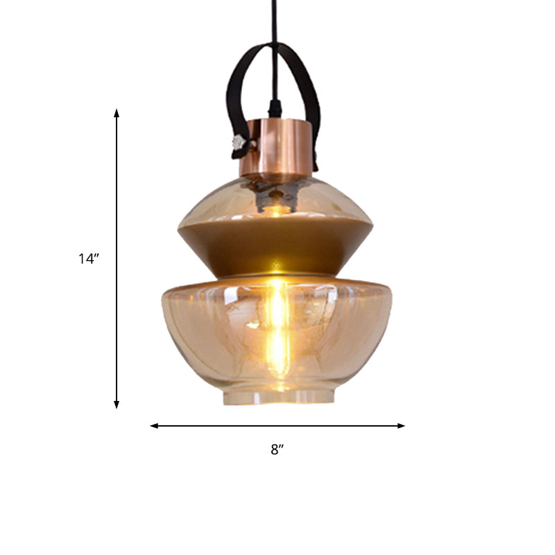 Luminaire suspendu en verre moderniste à 1 ampoule en forme de gourde/cône pour salle à manger - Plafonnier suspendu marron