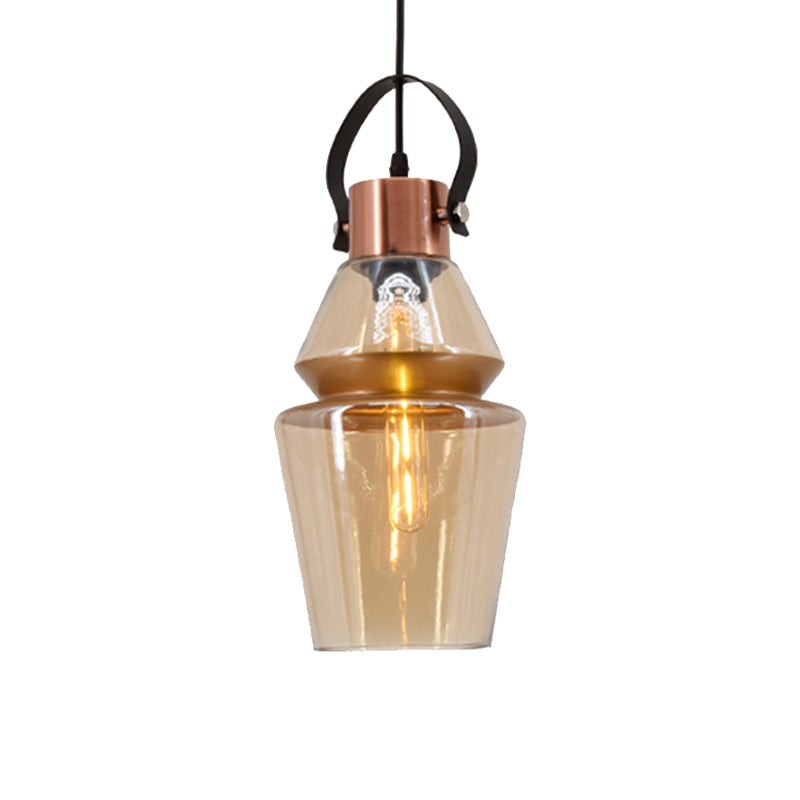 Luminaire suspendu en verre moderniste à 1 ampoule en forme de gourde/cône pour salle à manger - Plafonnier suspendu marron