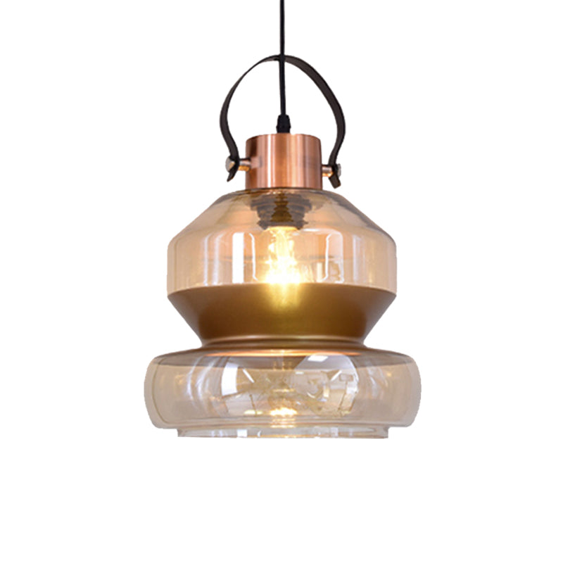 Luminaire suspendu en verre moderniste à 1 ampoule en forme de gourde/cône pour salle à manger - Plafonnier suspendu marron