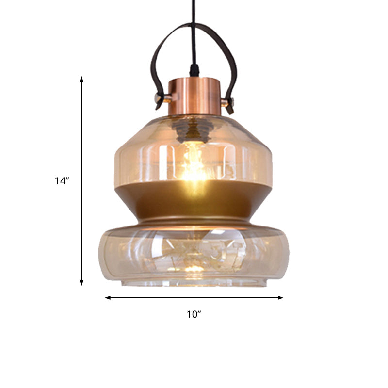 Luminaire suspendu en verre moderniste à 1 ampoule en forme de gourde/cône pour salle à manger - Plafonnier suspendu marron