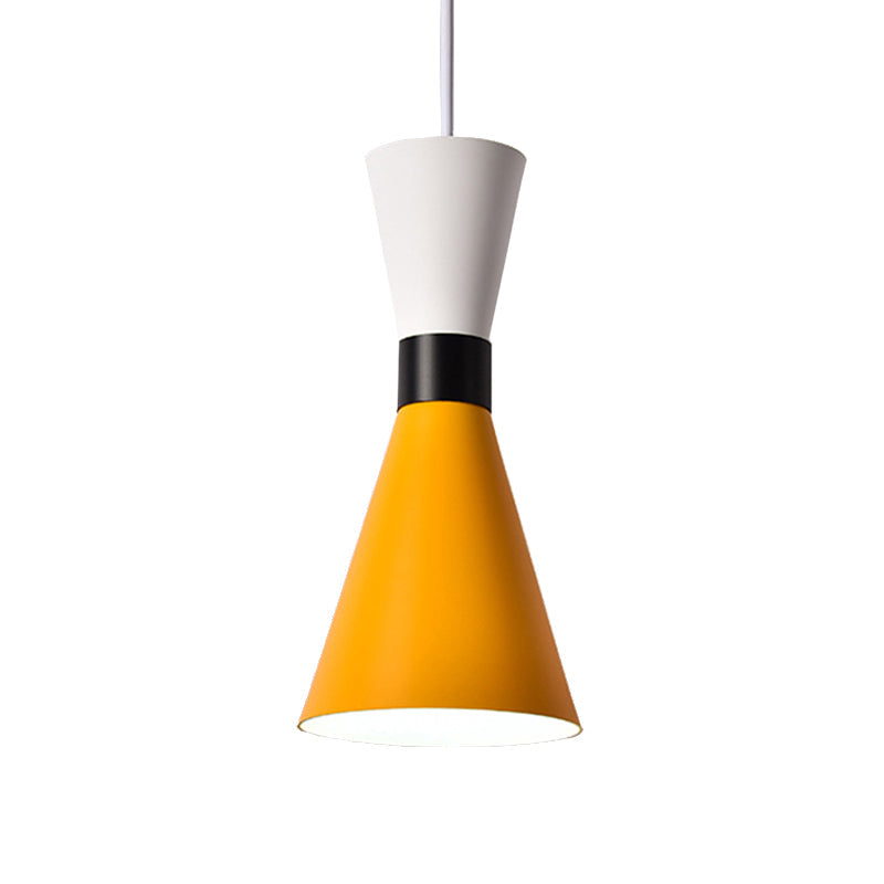 Contemporary Nordic Style Hourglass Pendant Light - Metal 1 Bulb Grey/Red/Yellow Ideal For Living