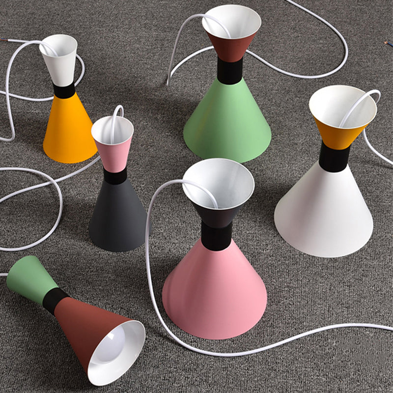 Nordic 1-Light Pendant with Metal Shade in White, Pink, or Green