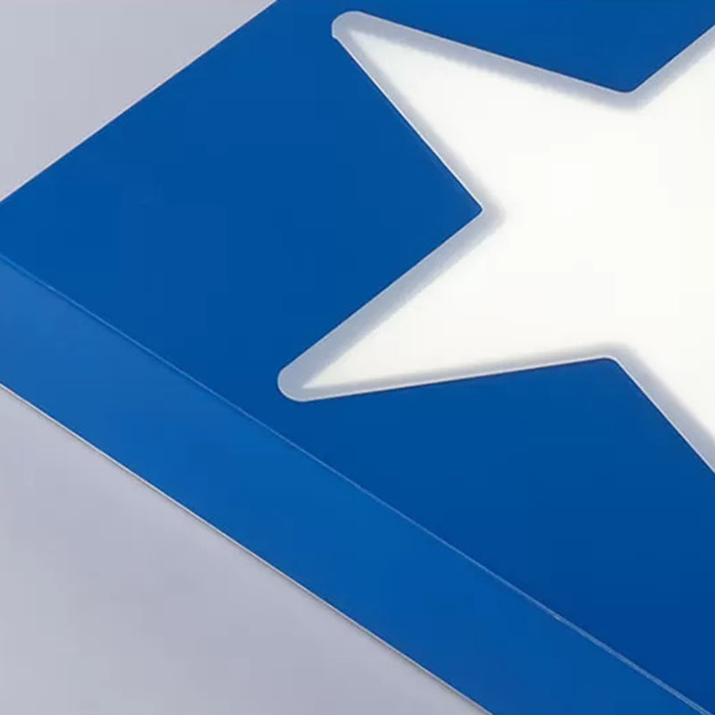 Square Metal Flush Ceiling Light with Star Design - Modern Lighting for Kid's Bedroom