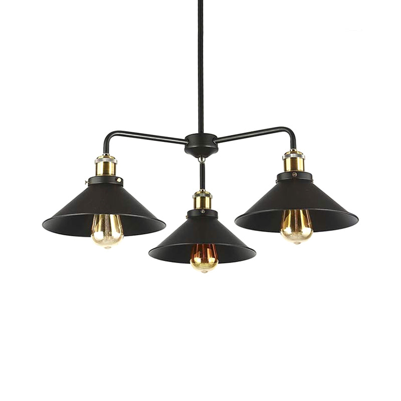 Lampe suspendue métallique noire de style industriel avec design de lustre conique - Parfait pour la table à manger