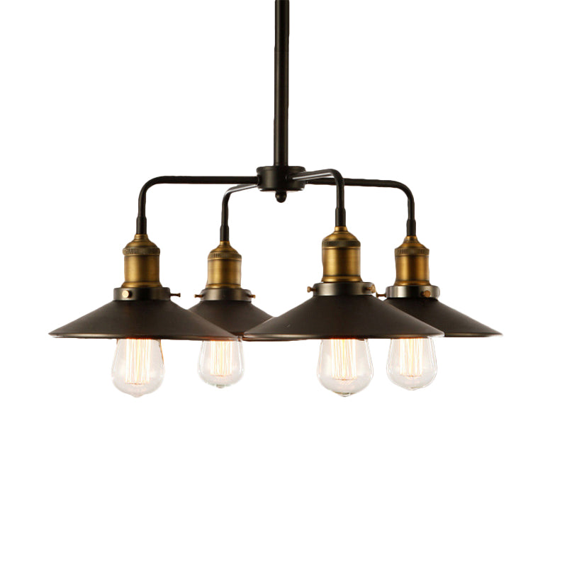 Lampe suspendue métallique noire de style industriel avec design de lustre conique - Parfait pour la table à manger