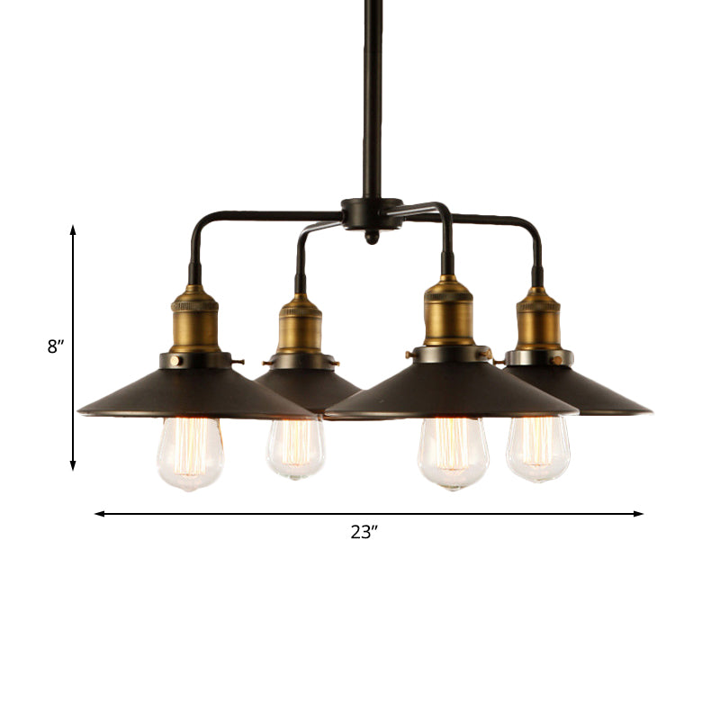 Lampe suspendue métallique noire de style industriel avec design de lustre conique - Parfait pour la table à manger