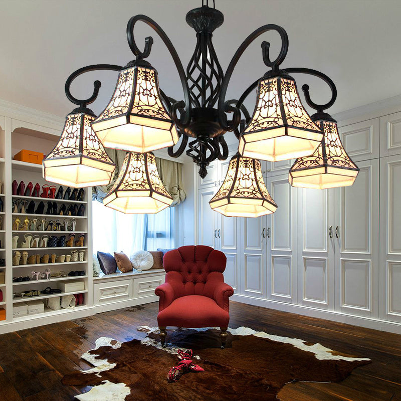 Fence Design Bell Chandelier: Lodge Style Multi Light for Indoor Living Rooms