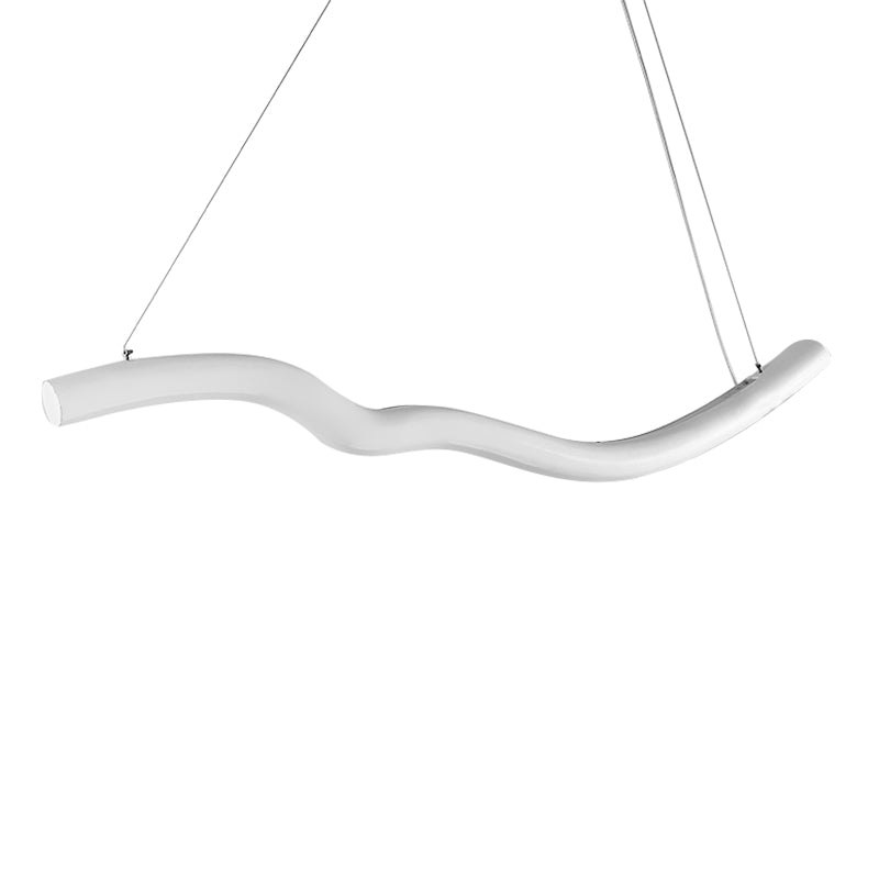Suspension linéaire minimaliste avec LED intégrée en gris/blanc pour salle à manger