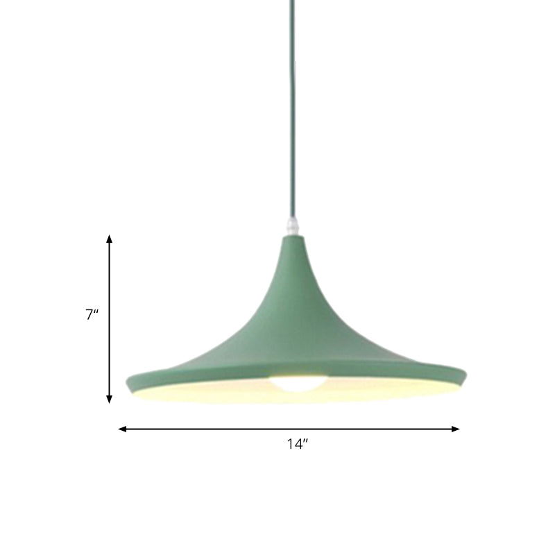 Hanging Macaron Style Cone Pendant Light - Pink/Yellow/Blue 1/3 Metal Linear/Round Canopy