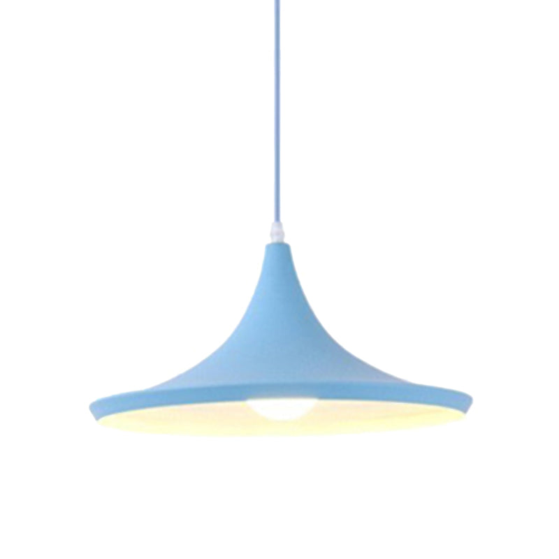 Hanging Macaron Style Cone Pendant Light - Pink/Yellow/Blue 1/3 Metal Linear/Round Canopy