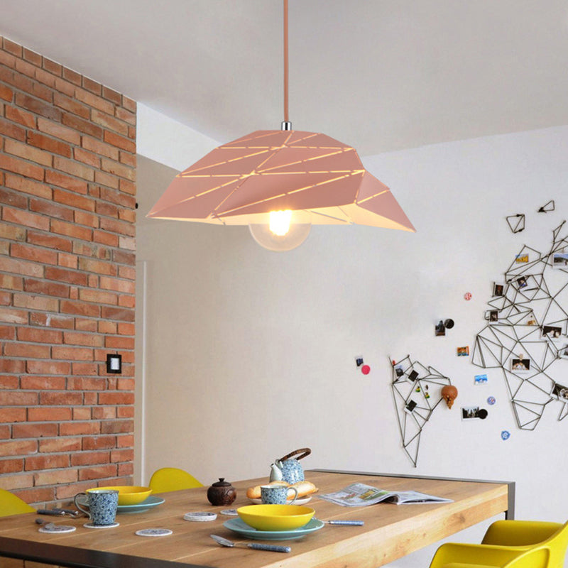 Contemporary Metal Shade Ceiling Pendant Light In Pink/Yellow/Green - Asymmetrical Hanging Lamp Kit