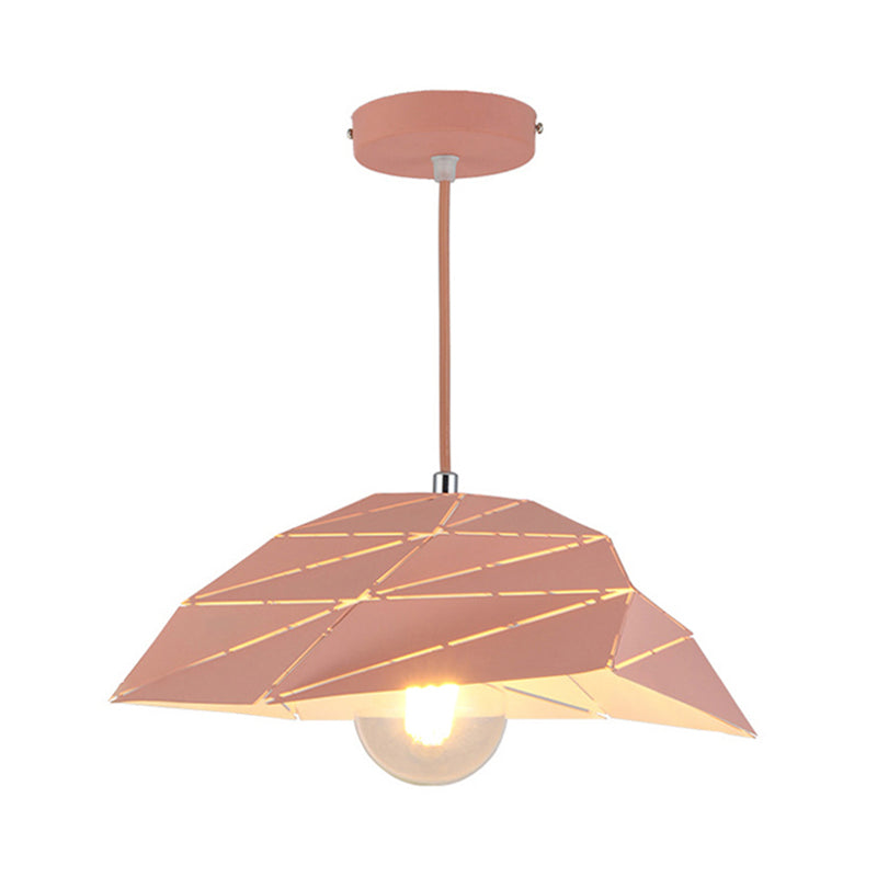 Contemporary Metal Shade Ceiling Pendant Light In Pink/Yellow/Green - Asymmetrical Hanging Lamp Kit