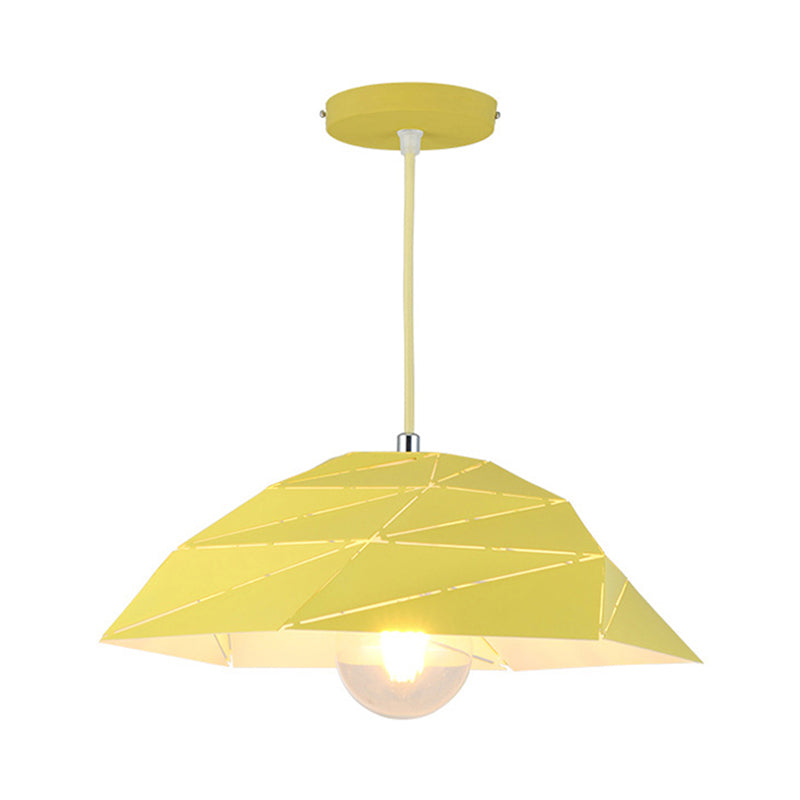 Contemporary Metal Shade Ceiling Pendant Light In Pink/Yellow/Green - Asymmetrical Hanging Lamp Kit