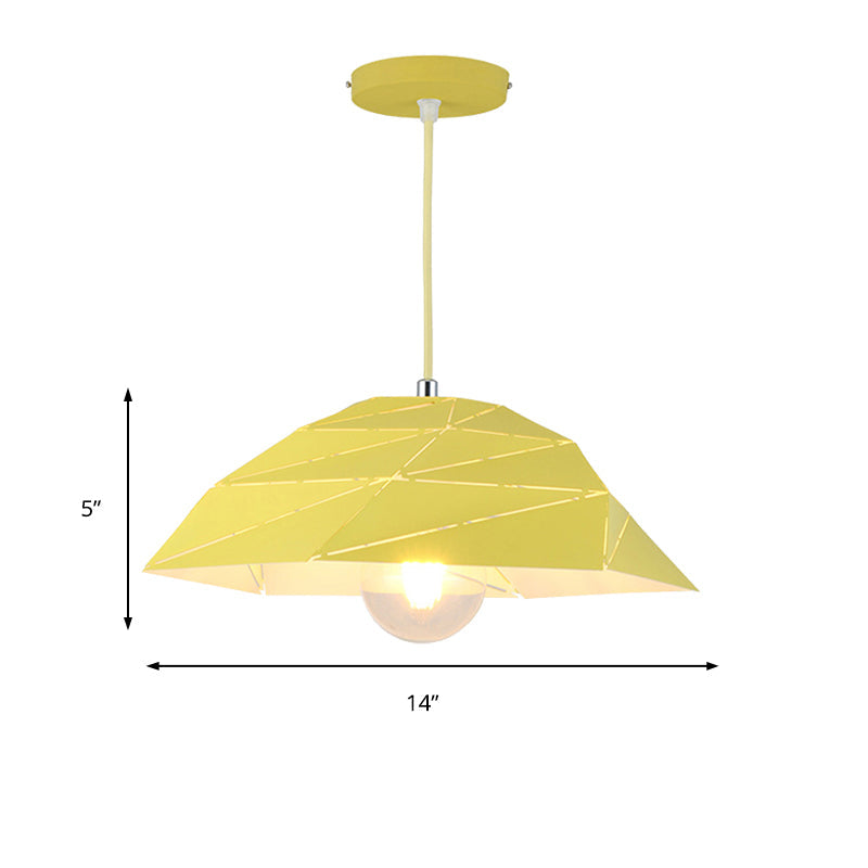 Contemporary Metal Shade Ceiling Pendant Light In Pink/Yellow/Green - Asymmetrical Hanging Lamp Kit
