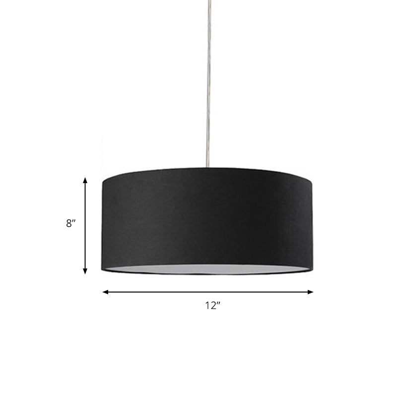 Plafonnier LED minimaliste en tissu noir avec tambour de 12"/16"/19,5" de diamètre