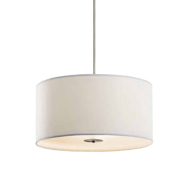 Contemporary White Fabric LED Cylinder Pendant Lamp - 16"/19.5"/23.5" Dia