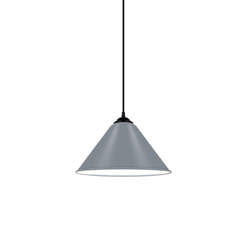 Modern Metal Cone Hanging Light, 1-Light Pink/Yellow/Green Pendant Light, 12"/14"/16" Dia