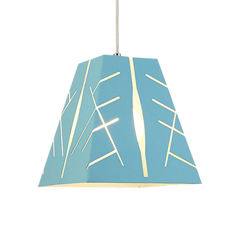 Modern Tapered Pendant Ceiling Light - Pink/Yellow/Blue Metal with 1 Light