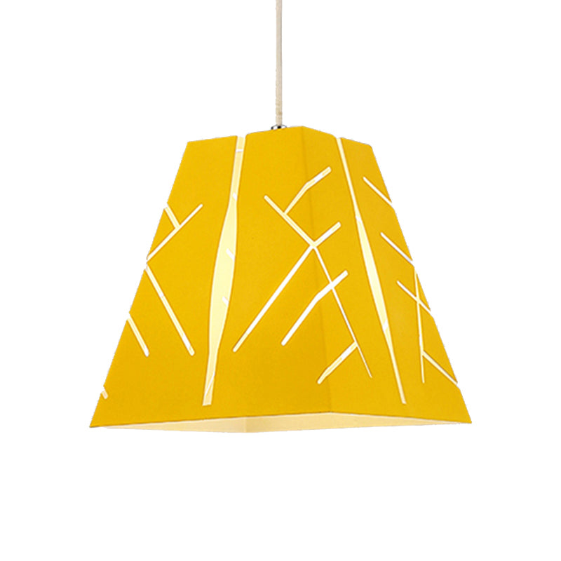 Modern Tapered Pendant Ceiling Light - Pink/Yellow/Blue Metal with 1 Light