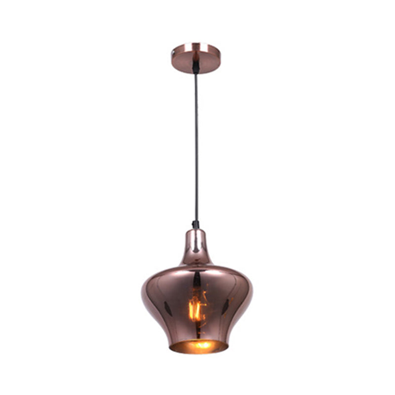 Copper Pendant Light Fixture With Gourd/Bell/Urn Mirror Glass Shade - Modern And Elegant Lighting
