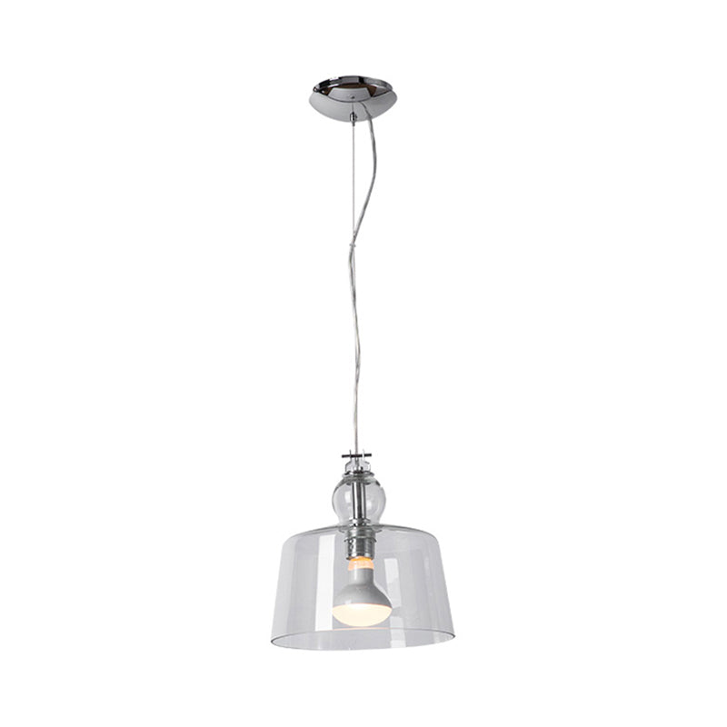 Contemporary Chrome Pendant Light With Clear Glass Shade - Modern Hanging Lamp Fixture