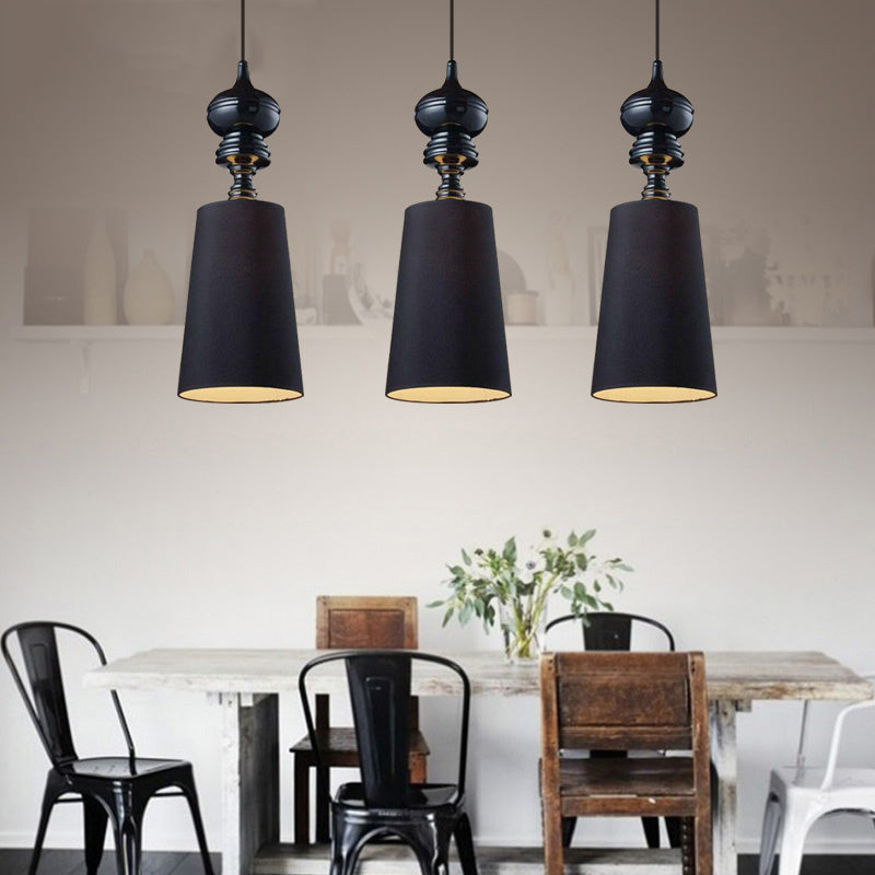 Nordic Fabric Led Pendant Lamp In Black/White Tapered Suspension 6-10 Diameter Black / 6