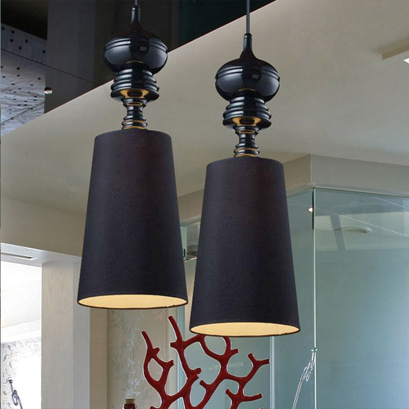 Tapered Nordic Fabric LED Pendant Lamp - 6"/8"/10" Dia - Black/White