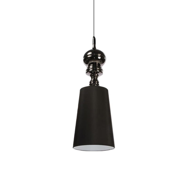 Nordic Fabric Led Pendant Lamp In Black/White Tapered Suspension 6-10 Diameter